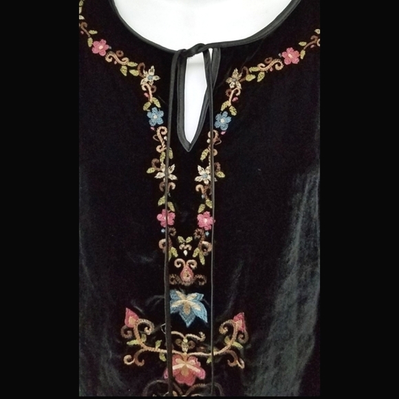 Embroidered Velvet Longsleeve Top - Picture 2 of 11
